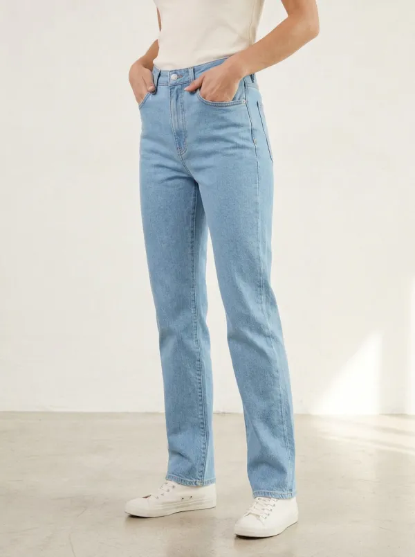 High-Rise Distressed Relaxed Women's Straight-Leg Jeans