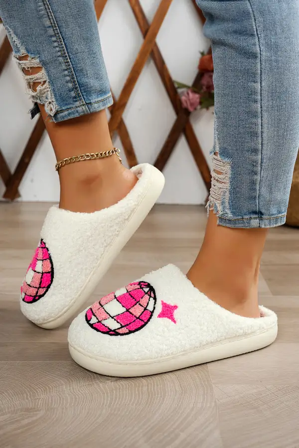 Disco Ball Plush House Slippers