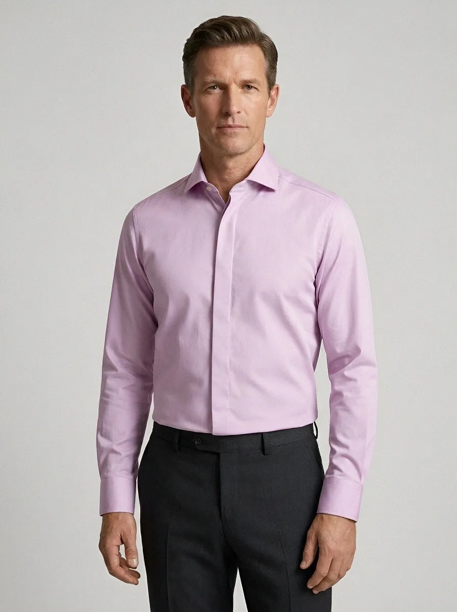 Men's Business Formal Solid Grey Plain Dress Shirt