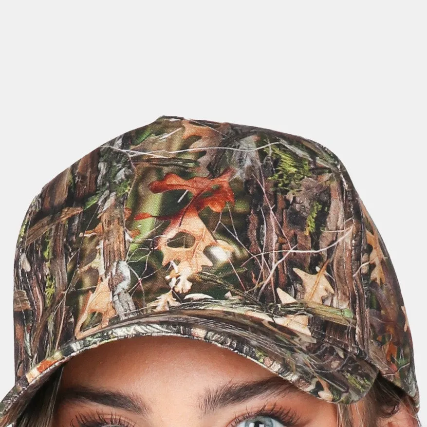 Camo Print Five Panel Camo Panel Baseball Cap