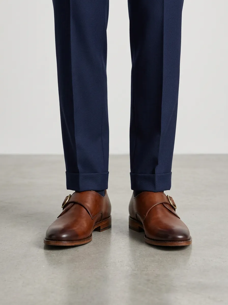 Men's Classic Classic Leather Single Monk Strap Dress Shoes