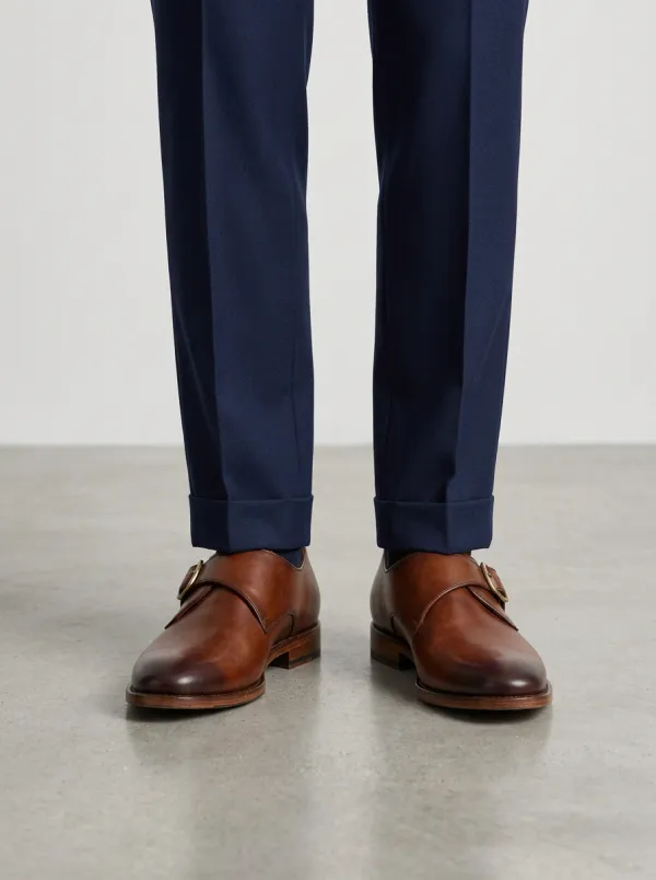 Men's Classic Classic Leather Single Monk Strap Dress Shoes