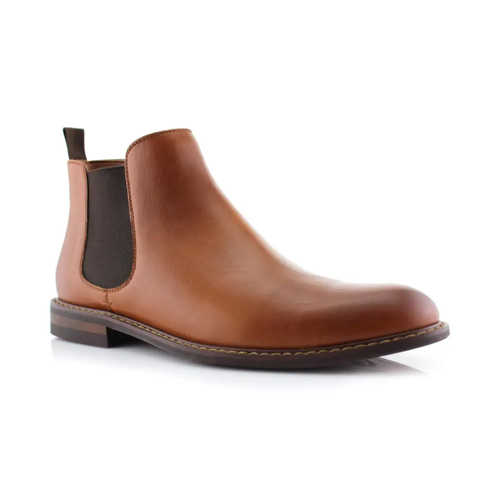 Rugged Faux-Leather Slip-On Elastic-Side Chelsea Boots