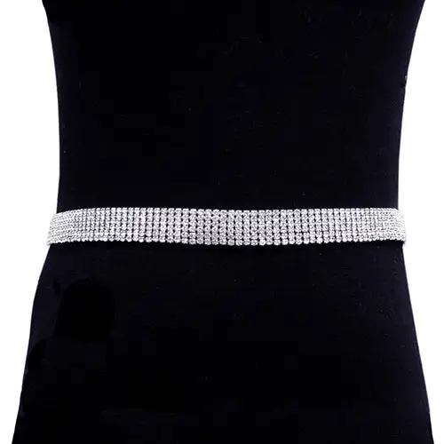 Polished Adjustable Crystal Multirow Waist Belt