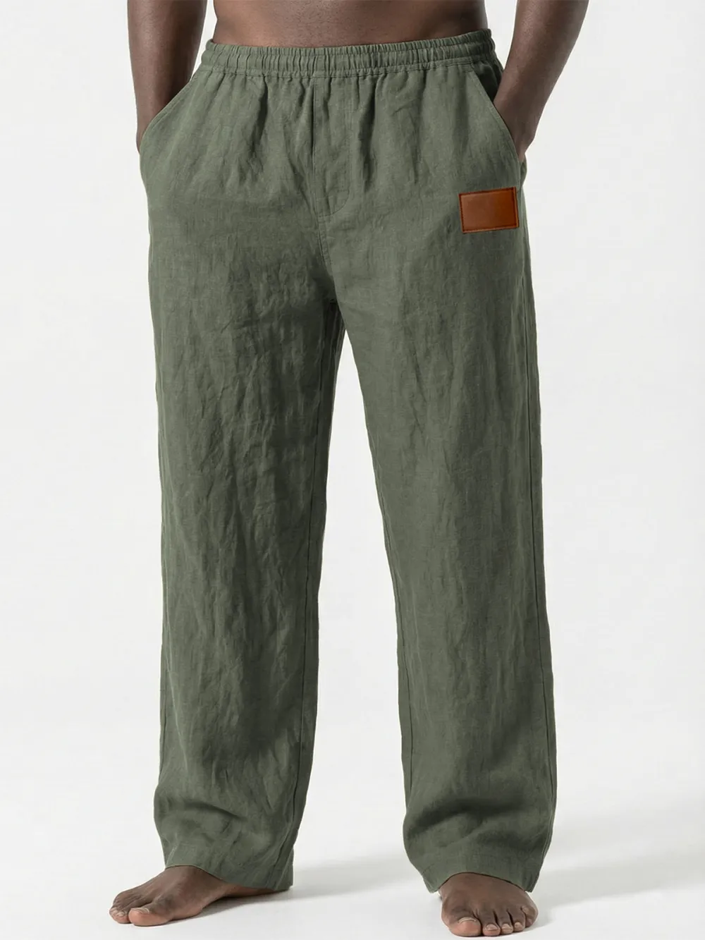 Linen Blend Seamed Detail Pants