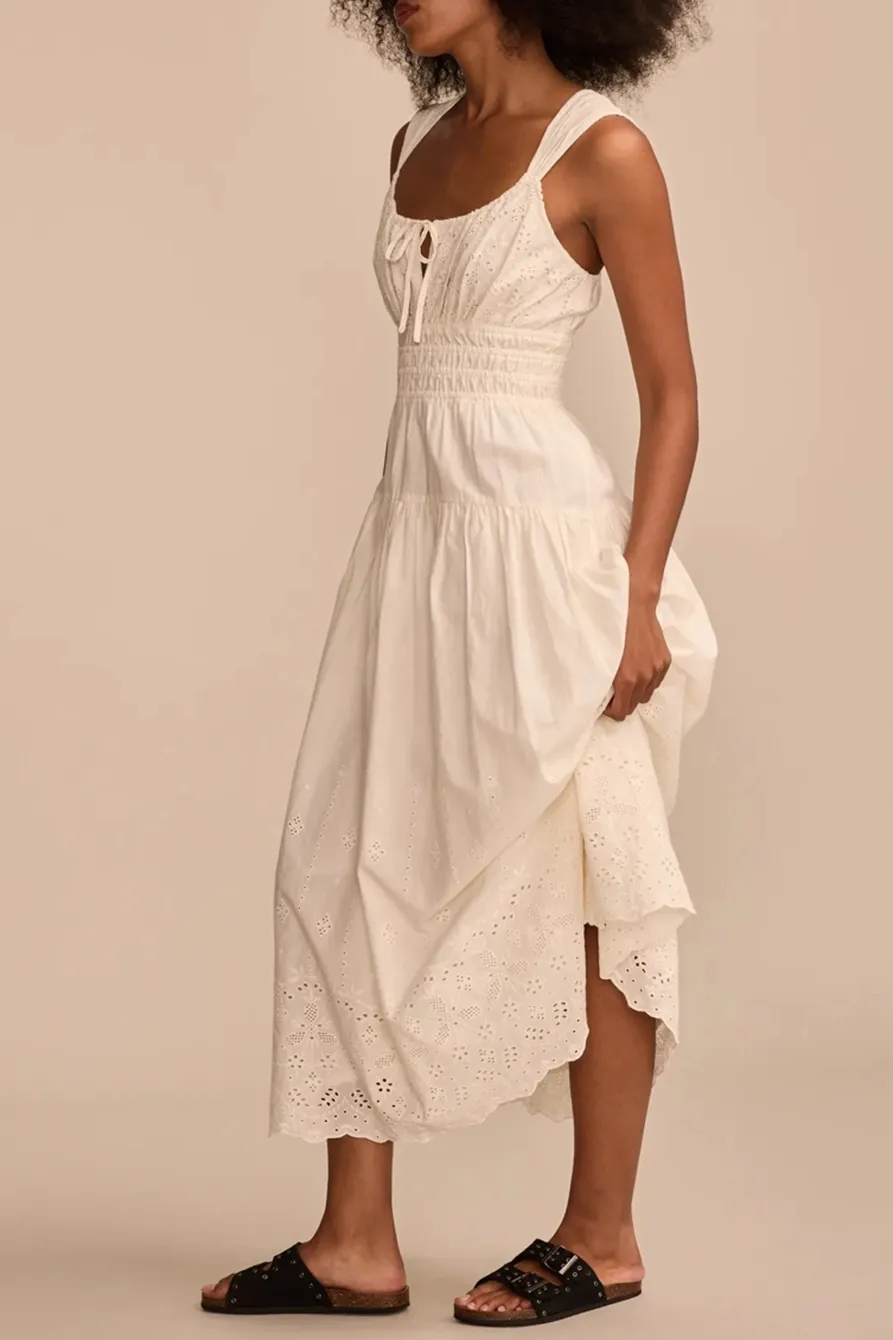 White Casual Sleeveless Midi Dress