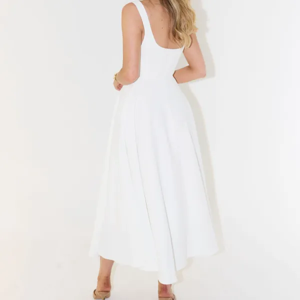 Women's Square-Neck Evening Midi Dress