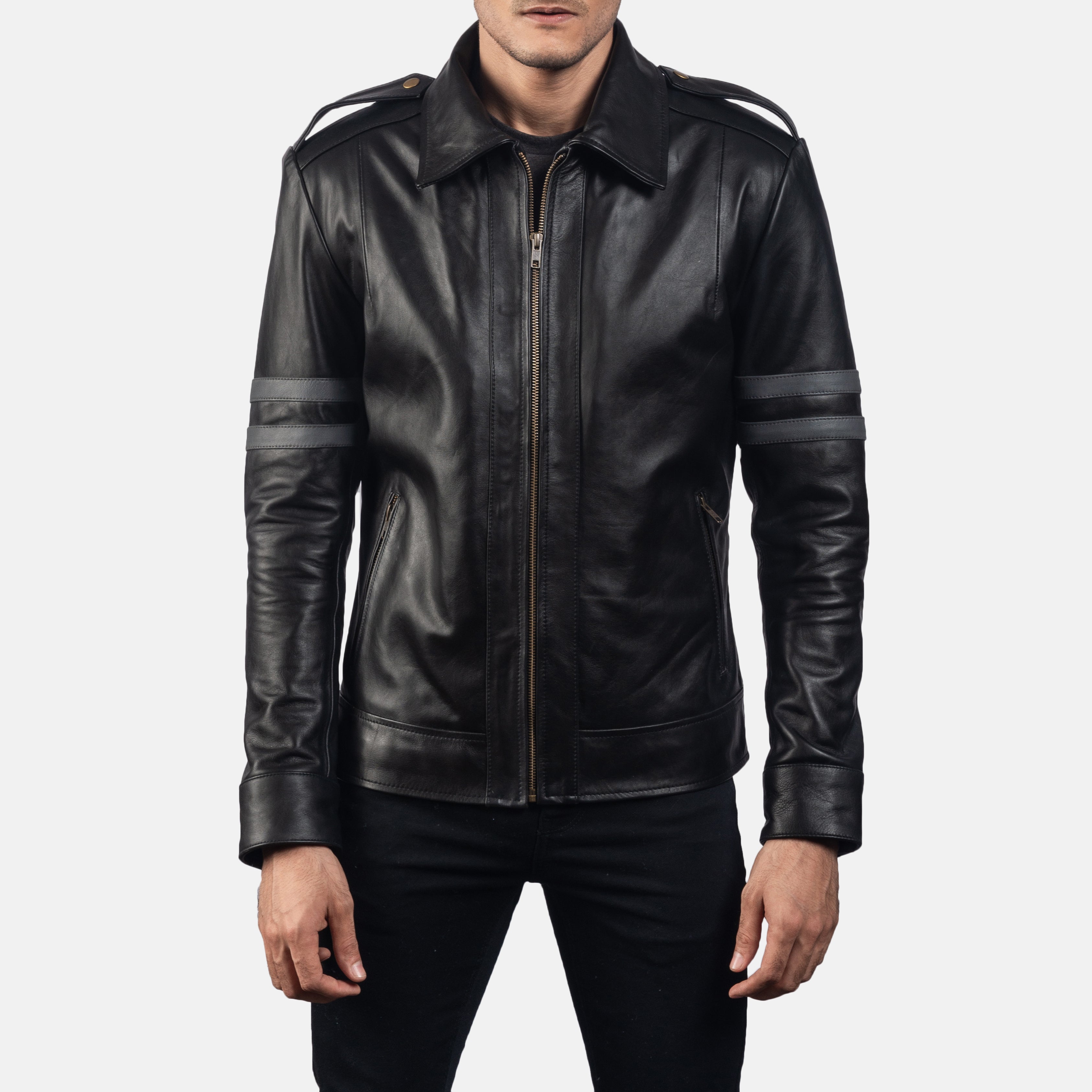 Men's Classic Outdoor Biker Leather Jacket