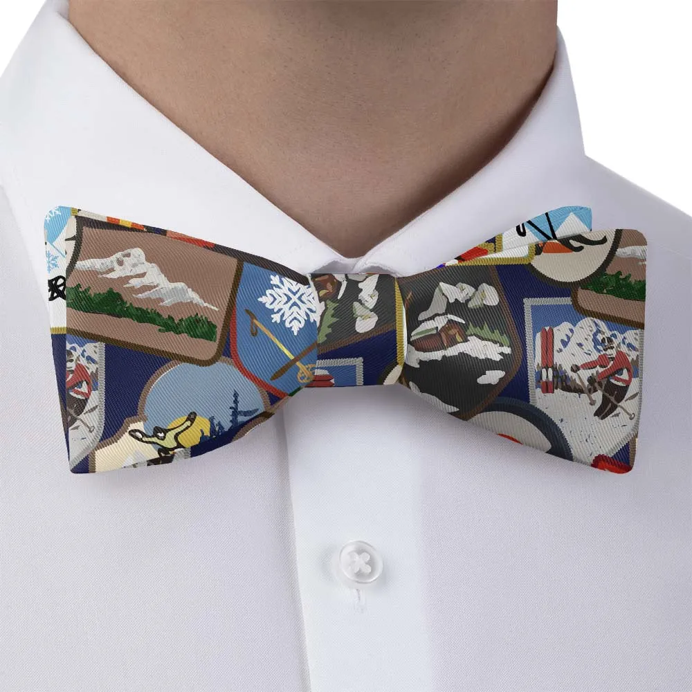 Vintage Ski Patches Pattern Bow Tie