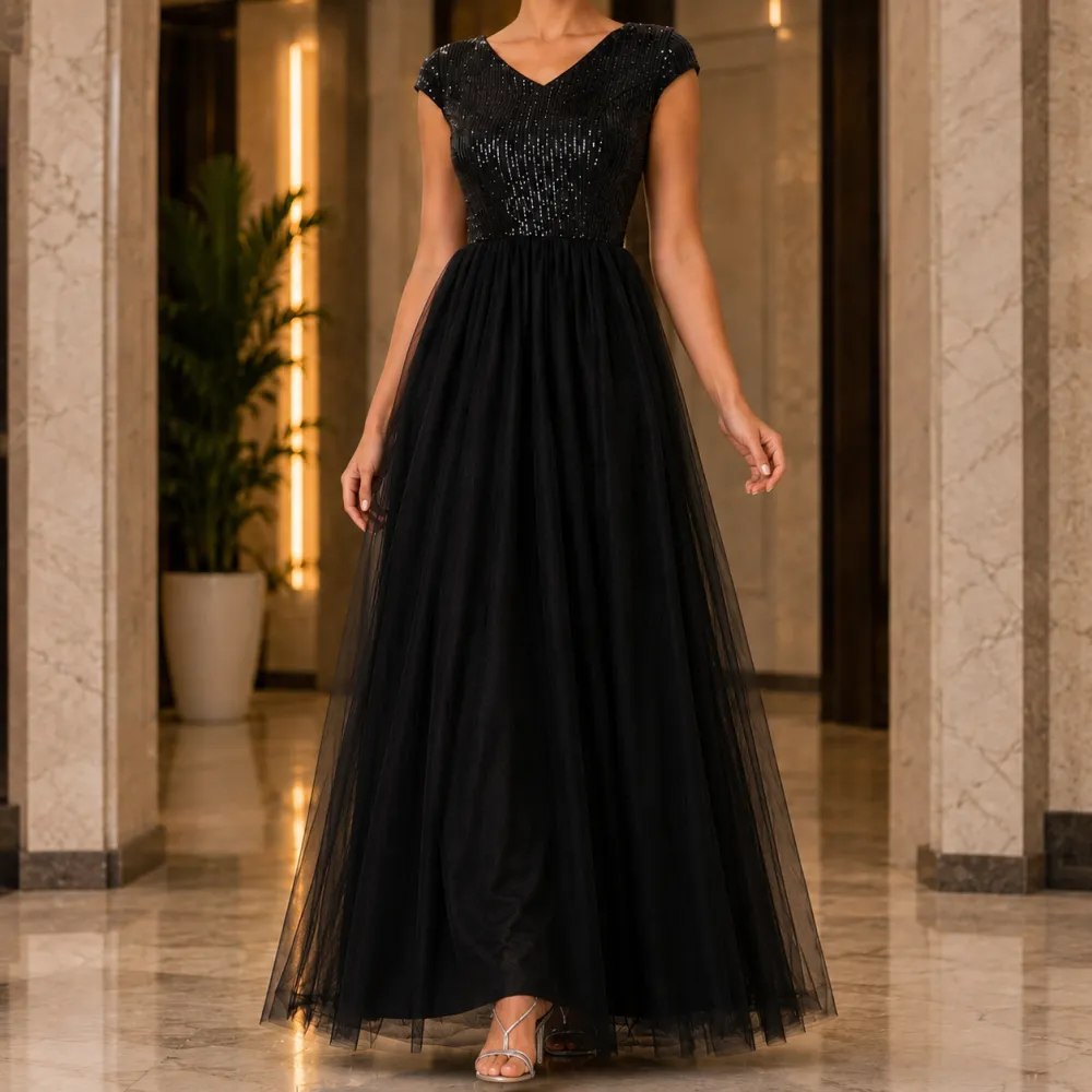 Sequin A-Line Maxi Dress