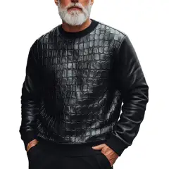 Relaxed Pullover Leather Sweatshirt