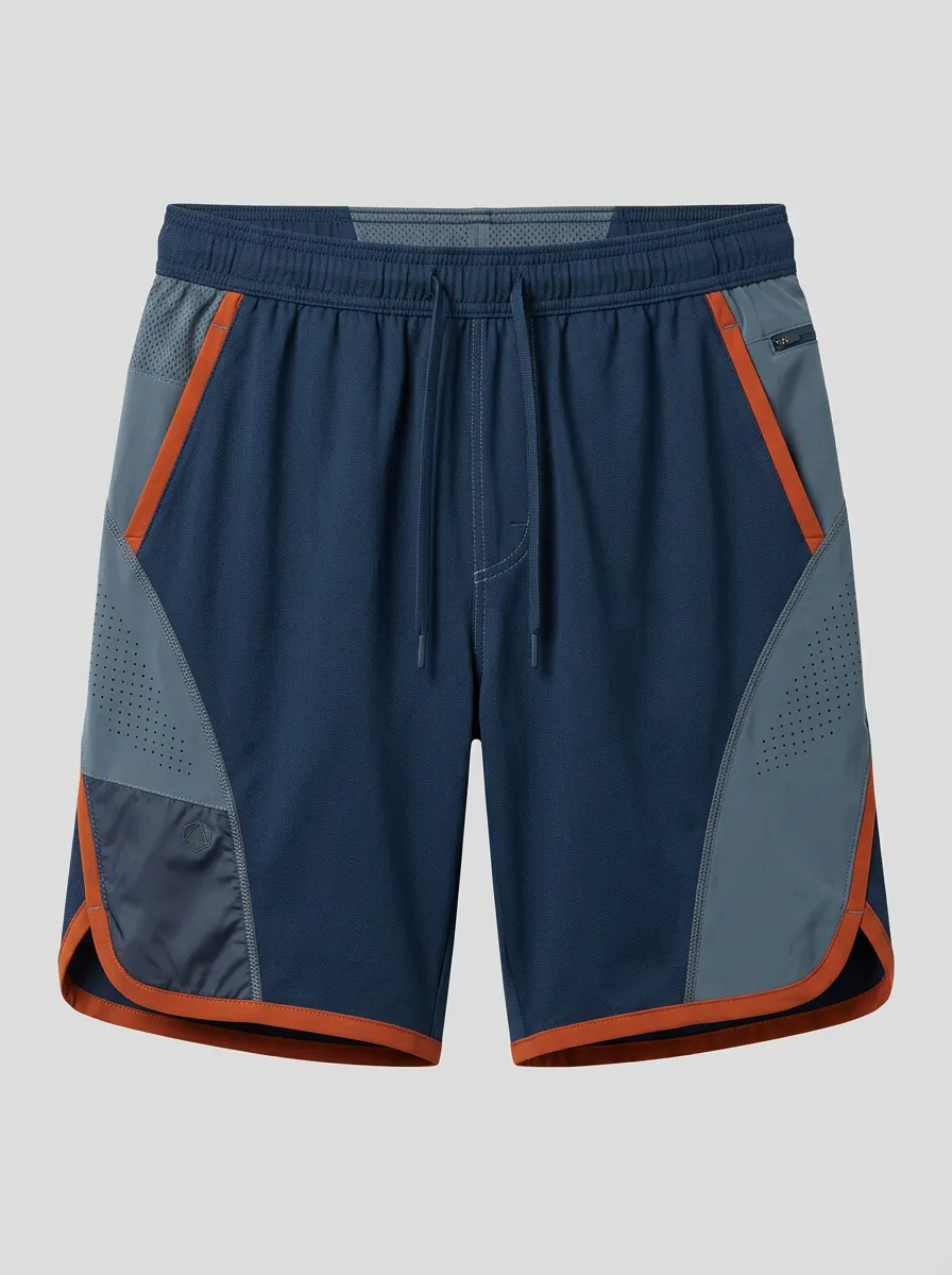 Men's Athletic Training Colorblock Mesh Printed Shorts