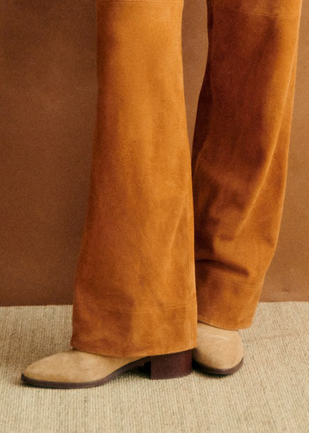 Suede Flared Trousers