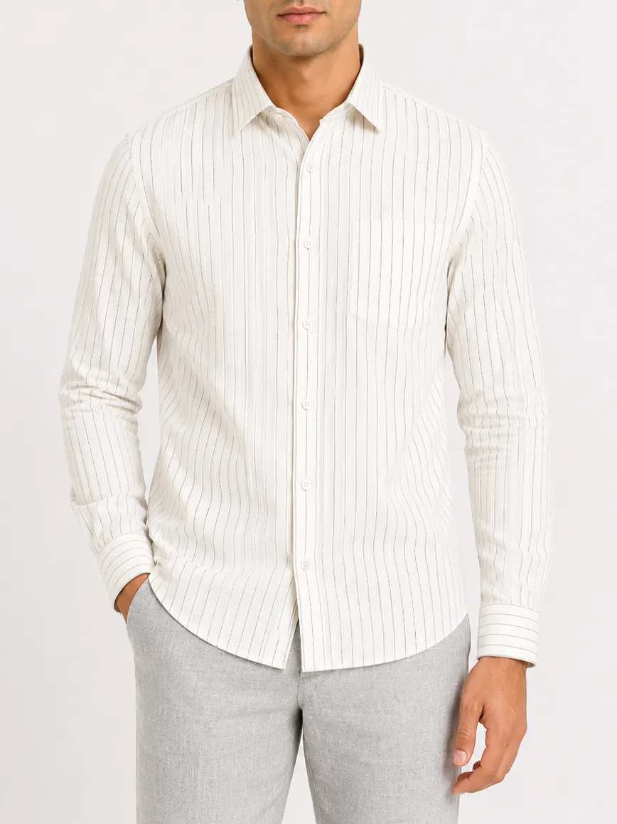 Everyday Striped Textured Slim Fit Men's Formal Shirt