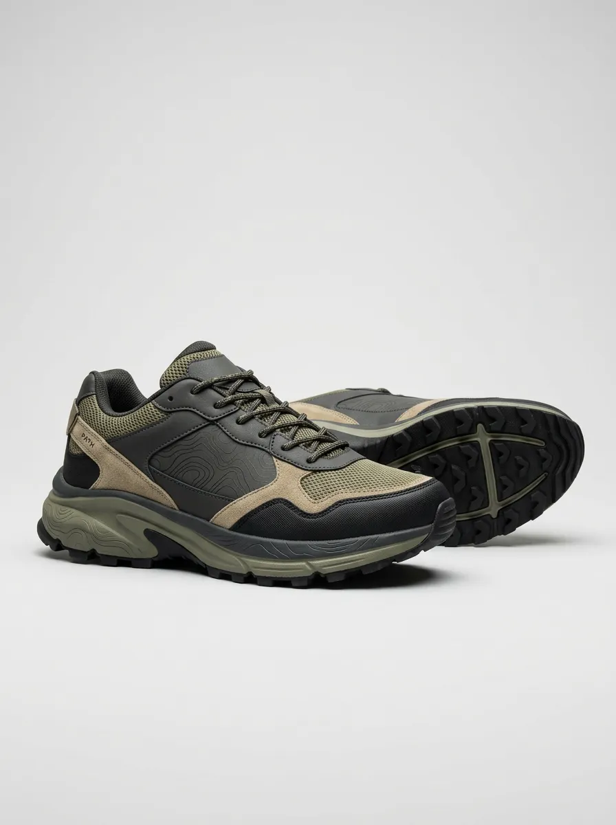 Outdoor-Inspired Look Hiking-Inspired Topographic Casual Sneakers