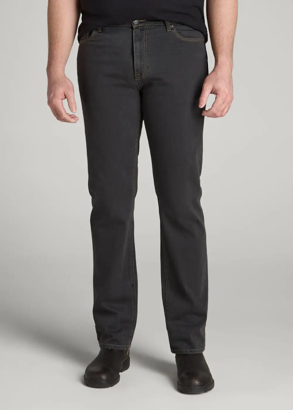 Men's Textured Straight Leg Cotton Stretch Jeans
