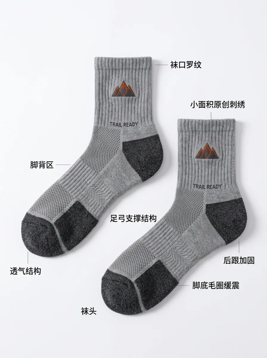 Men's Socks with Mountain Embroidered Detail