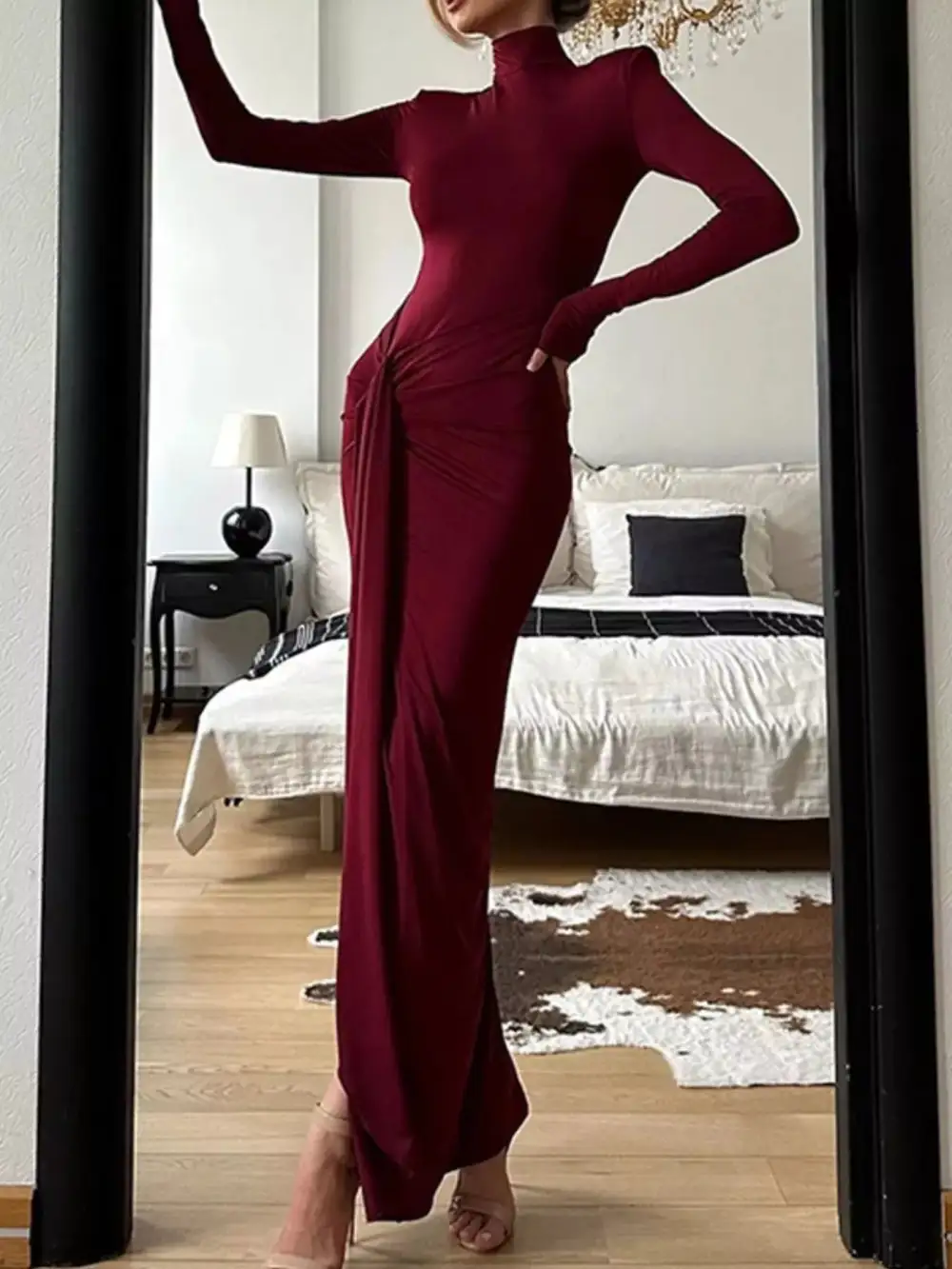 Finish Slit Long Sleeve Maxi Dress