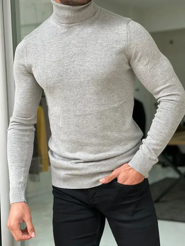 Fine Knit Slim Fit Cotton Turtleneck Sweater