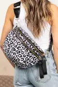 Women's Checkered Large Leather Sling Crossbody Bag