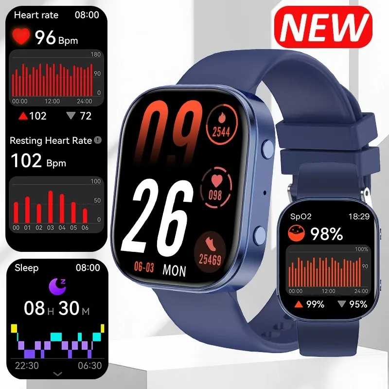 Smart Watch Bluetooth Call Heart Rate SpO2 Sleep Monitor Fitness Tracker Sports Health Smartwatch for Android iOS