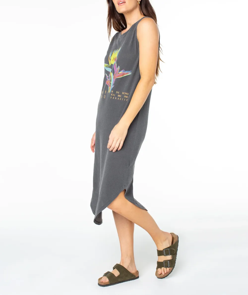 Printed Sleeveless Round-Neck Long Dress