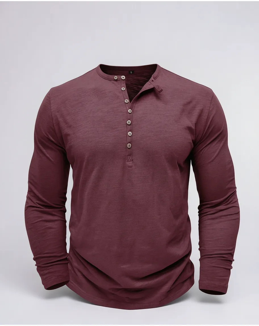 Classic Long Sleeve Henley Shirt