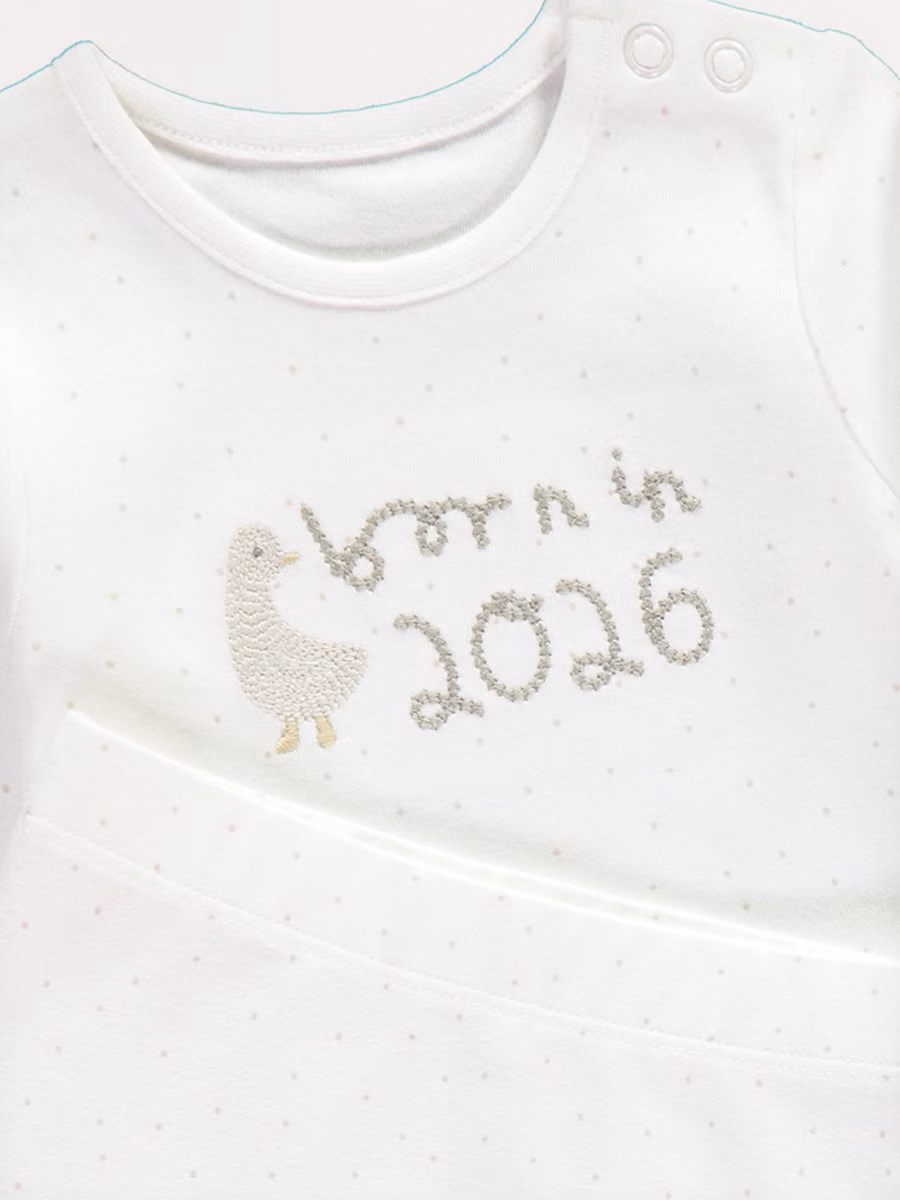 Cream Born In 2026 Bodysuit and Leggings Outfit detail 1