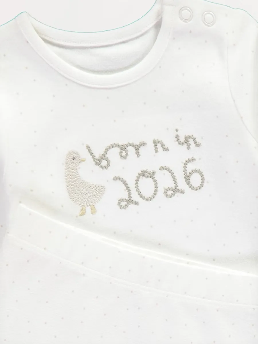 Cream Born In 2026 Bodysuit and Leggings Outfit