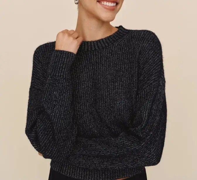 Fitted Relaxed Knit Crew Neck Sweater