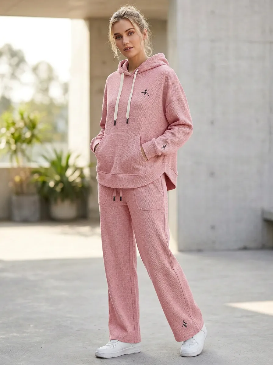Women's Minimalist A5 Logo Waffle Knit Hooded Tracksuit