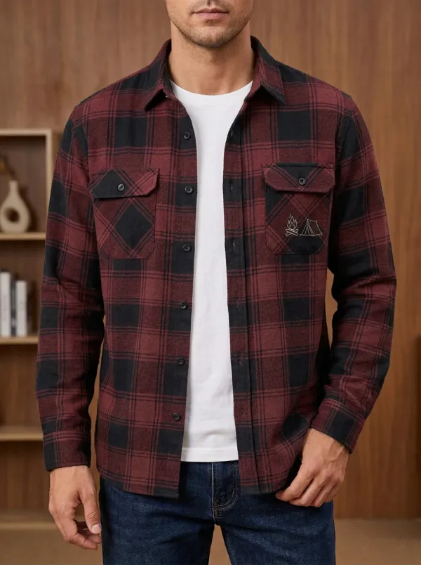 Campfire Tent Plaid Flap Pocket Shirt