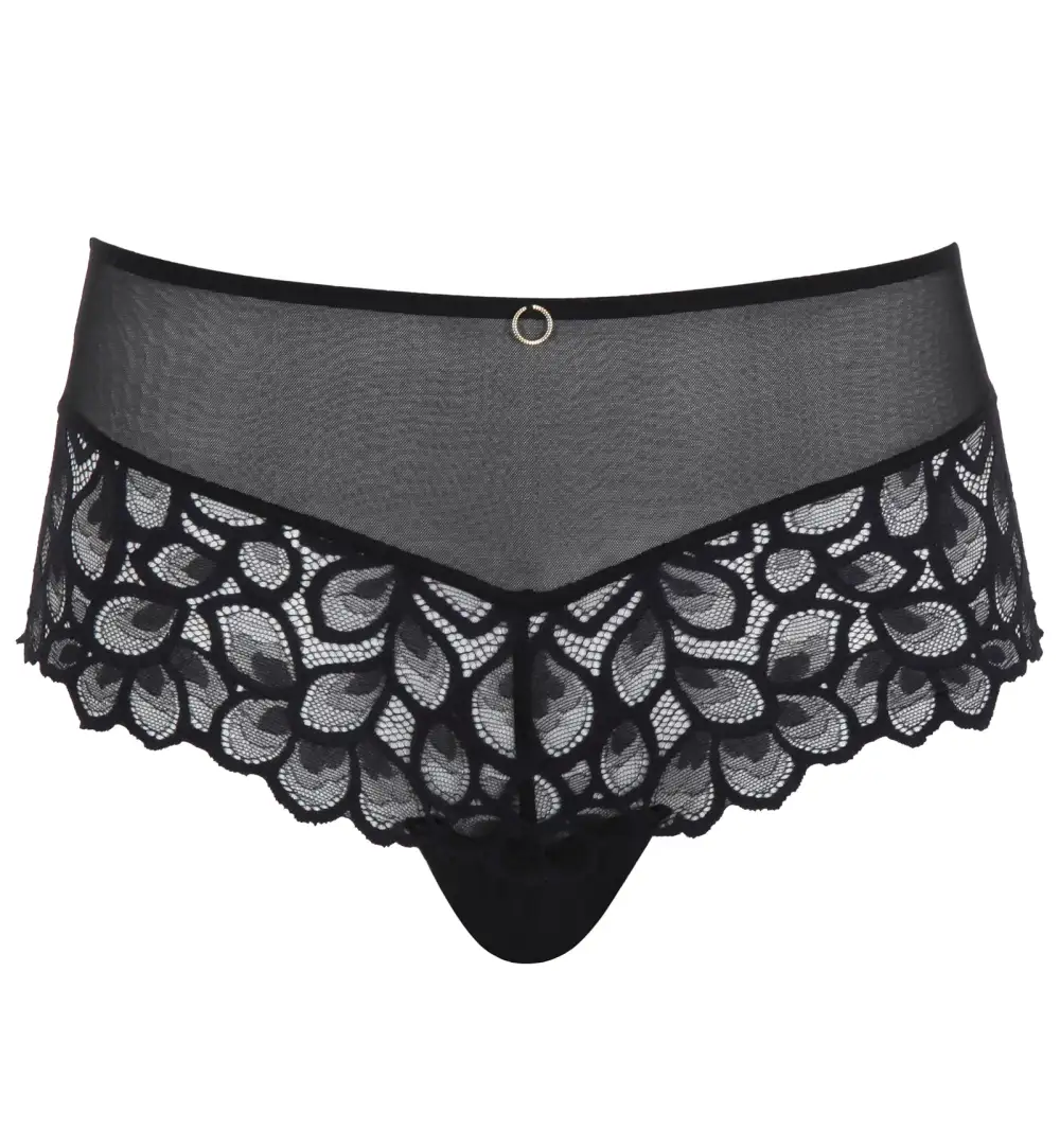 High-Waist Stretch-Lace Cotton Cheeky Brief Panty
