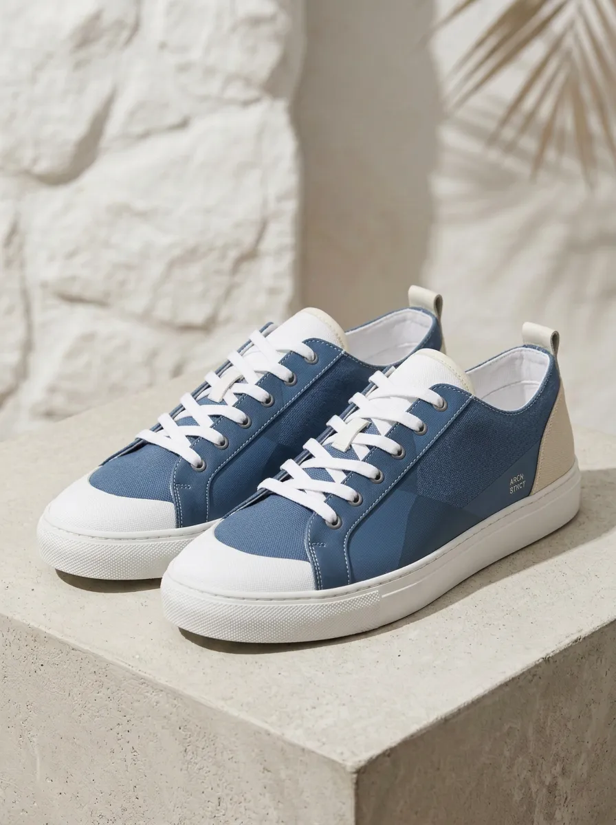 Lace Up Geometric Canvas Sneakers