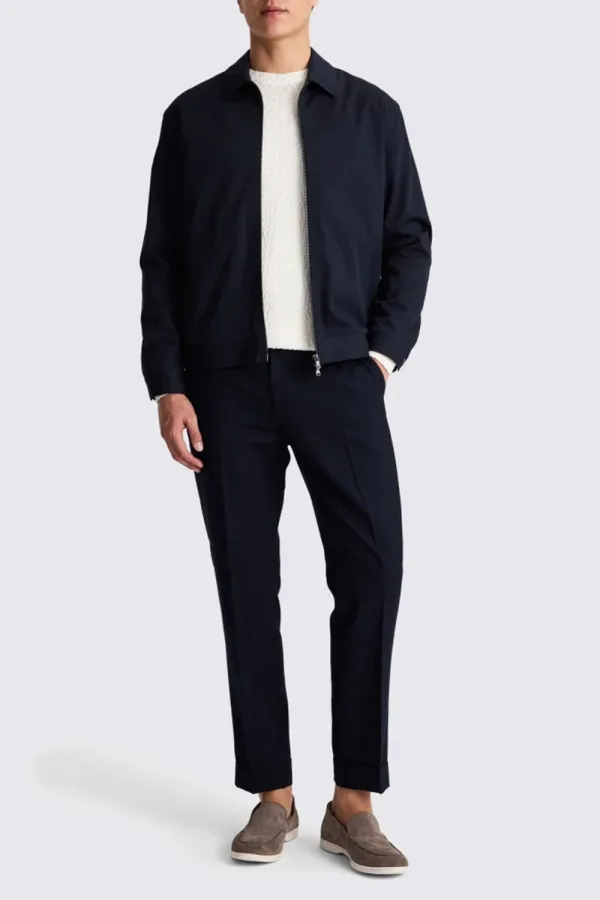 Navy Zippered Casual Jacket