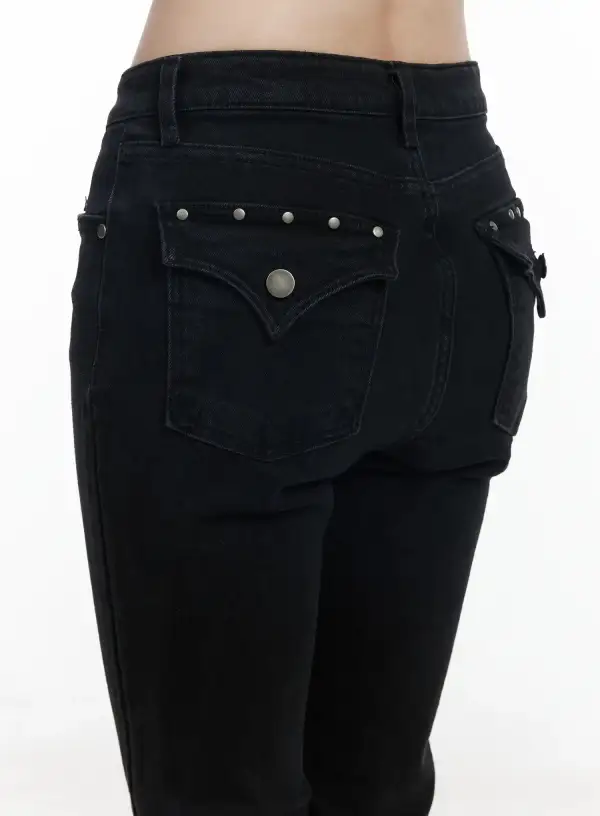 Regular-Fit Studded Bootcut Jeans