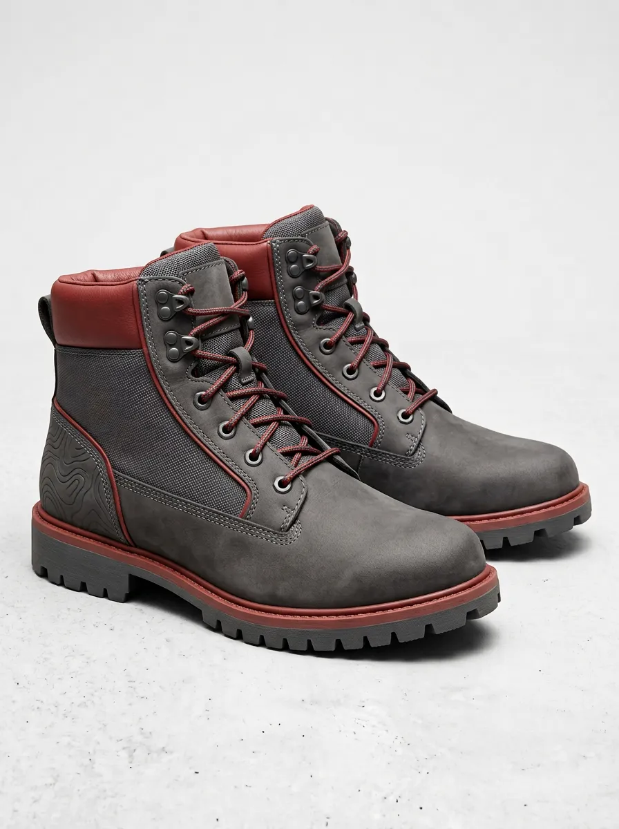 Unisex Outdoor Adventure Topographic Print Work Boots