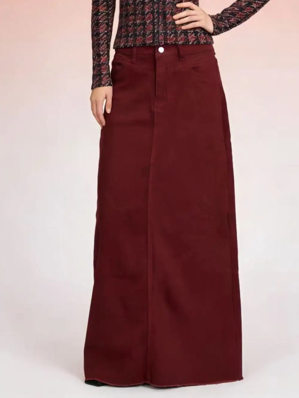 Raw Hem Maxi Skirt