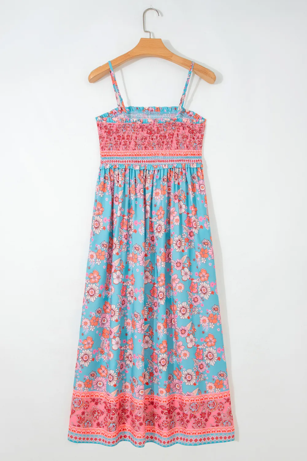 Blue Printed Strappy Maxi Dress