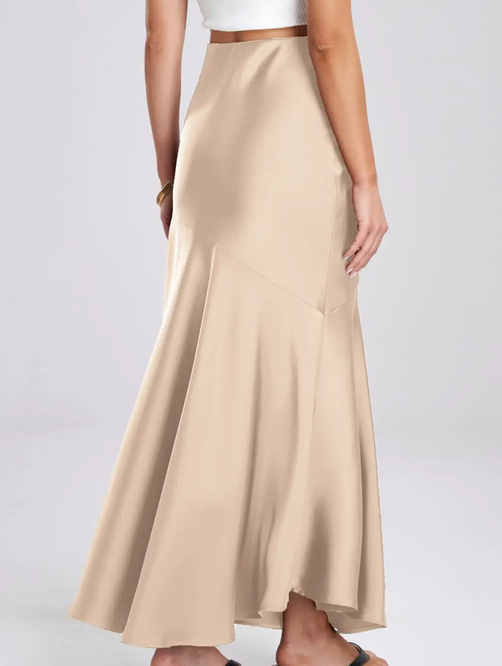 Elastic Waist High Waist Midi Skirt