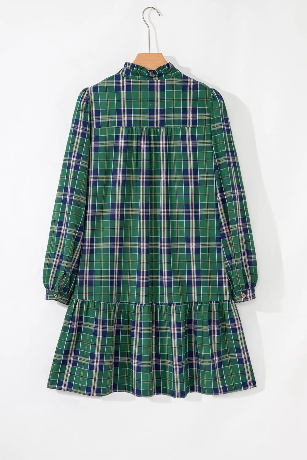 Relaxed Shape Plaid Printed Ruffle Mini Dress