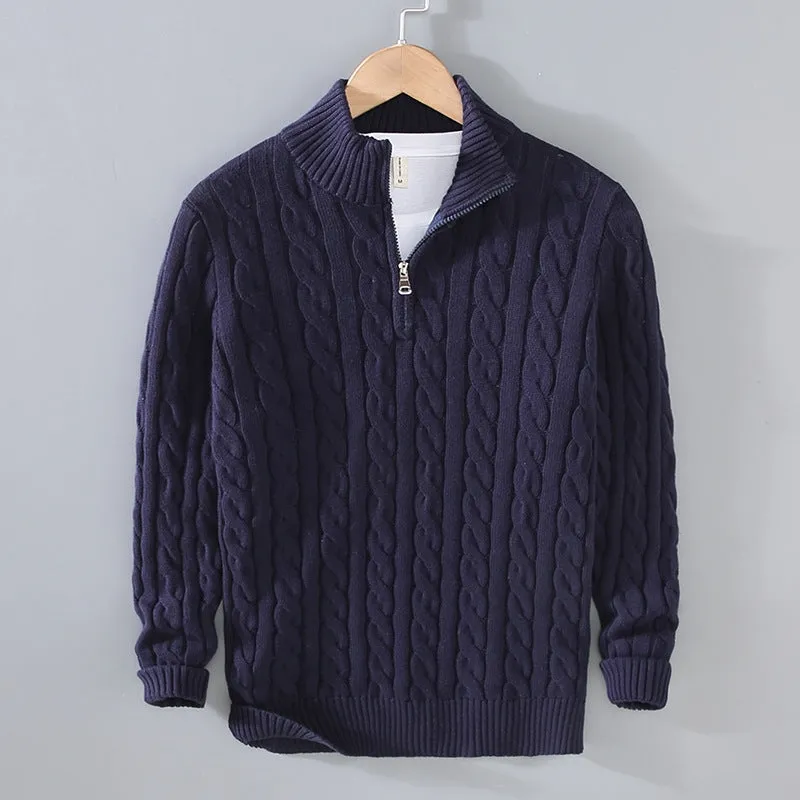 Cable-Knit Half-Zip Pullover