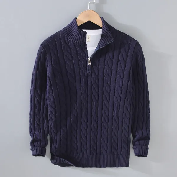 Cable-Knit Half-Zip Pullover