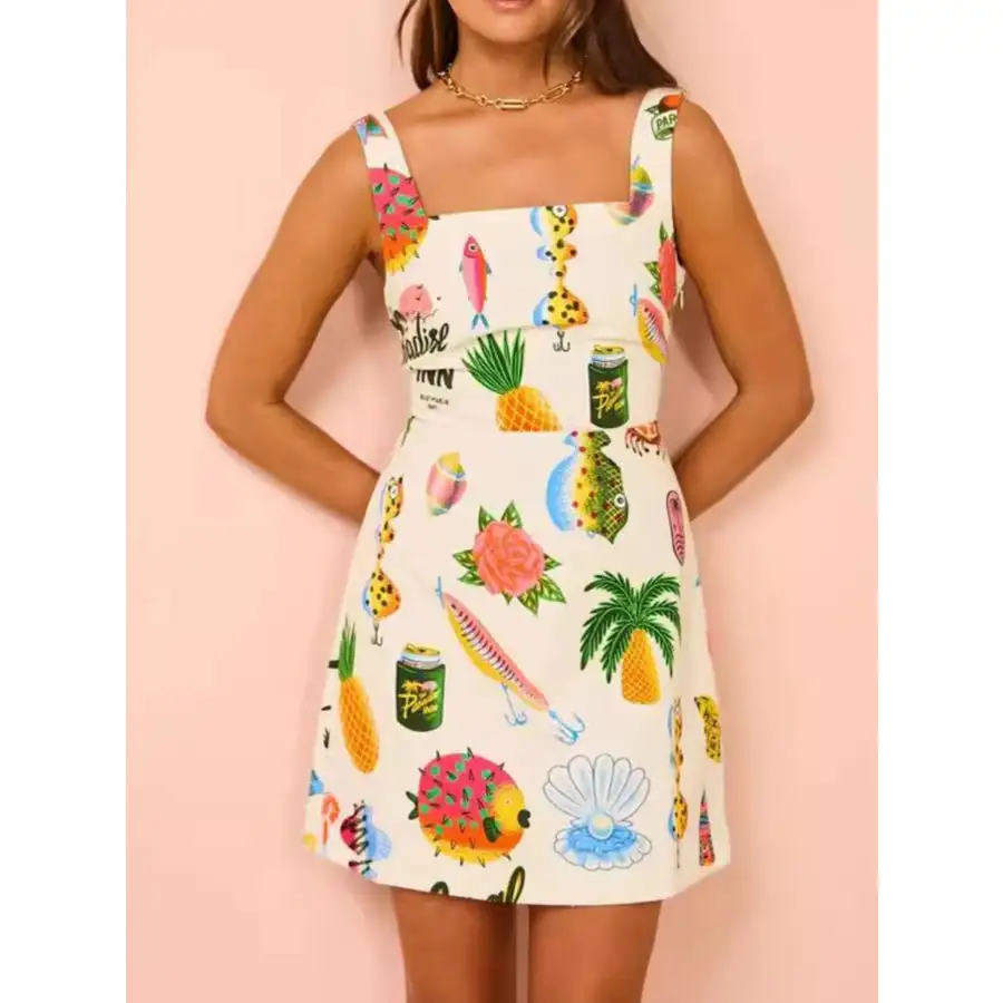 Square Neck Summer Mini Dress