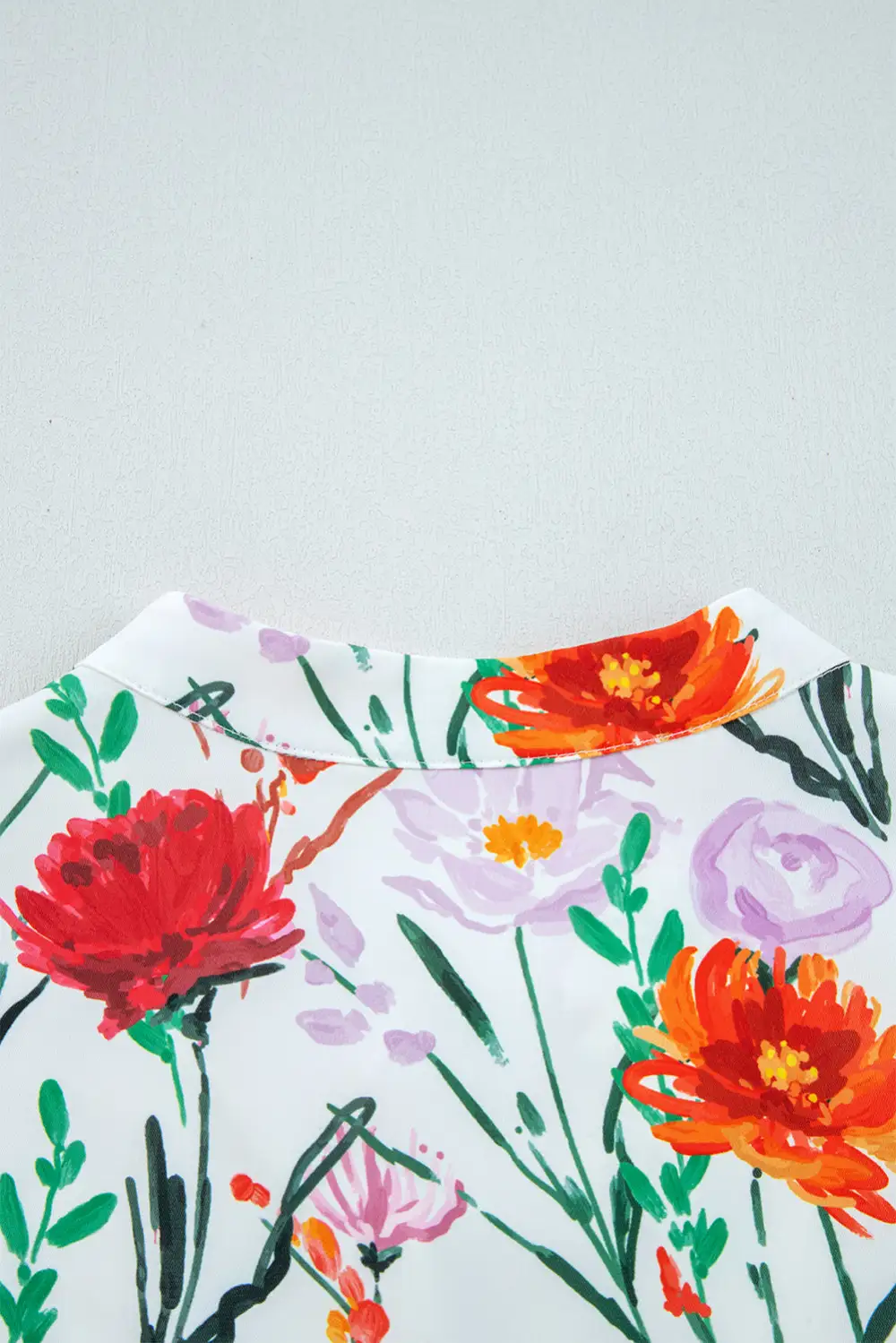 Layered Detail Floral Printed Puff Sleeve Mini Dress