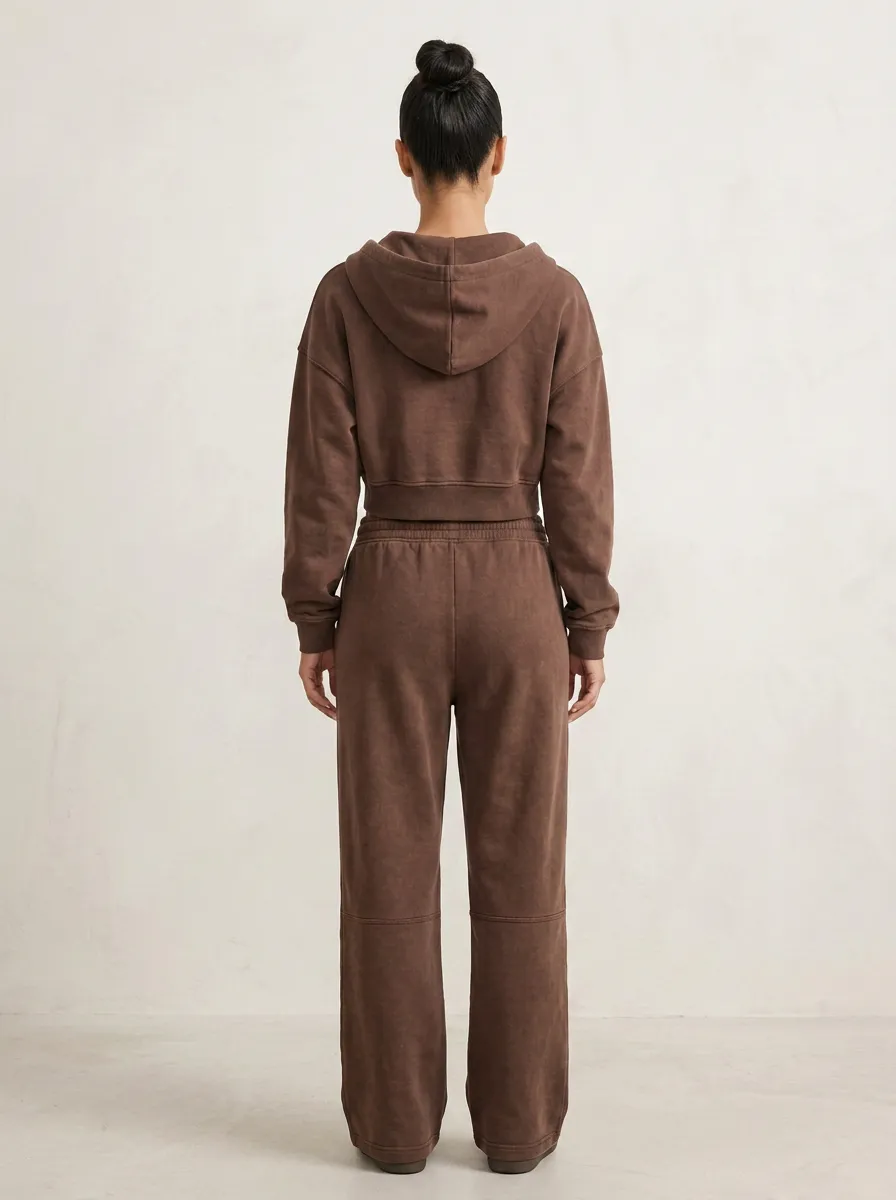 Cropped Minimal Women's Cropped Zip-Up Hoodie Jogger Active Set