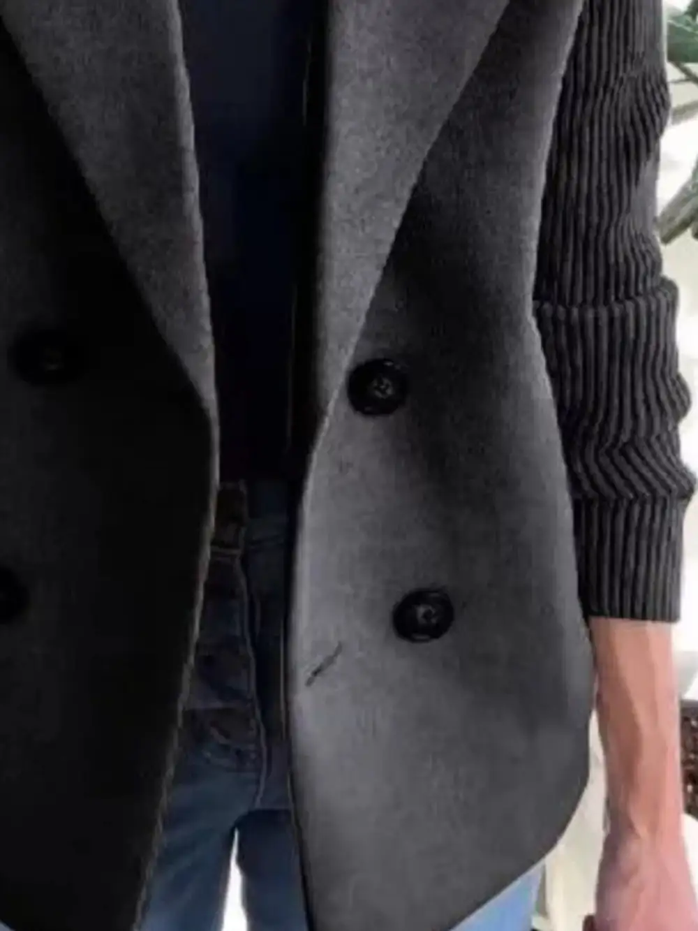 Double-Breasted Knit Blazer
