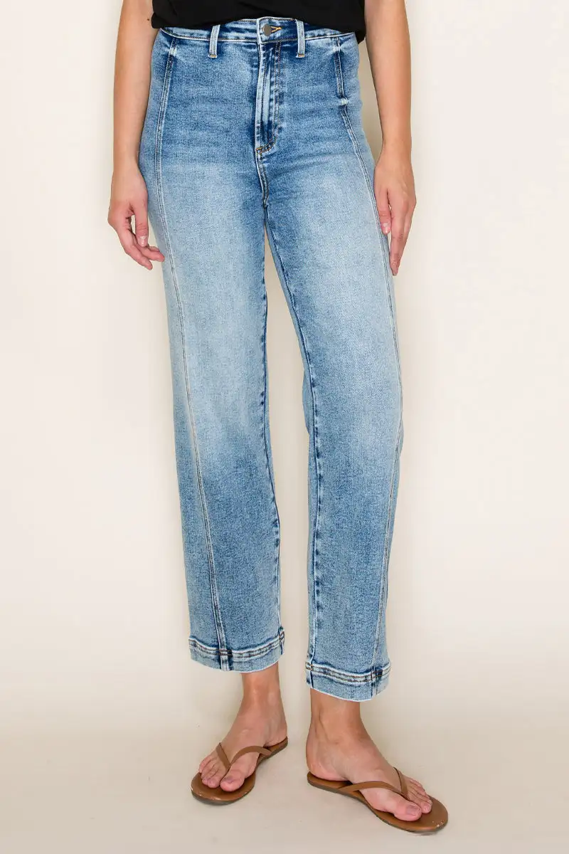 High Rise Cropped Straight Jeans