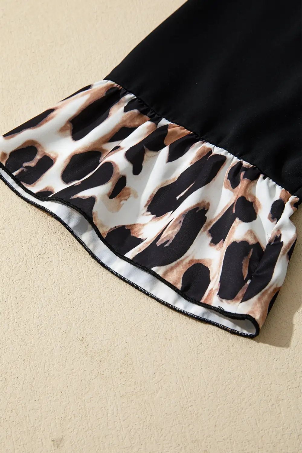 Animal Print Patchwork V Neck Mini Dress