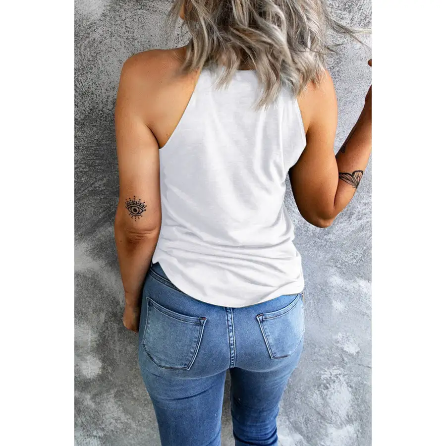Sequin Boots Round Neck Tank